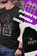 Camiseta negra CLAVAO para hombre de Zasca in Games con diseño de juego de mesa y promoción de mochila gratis