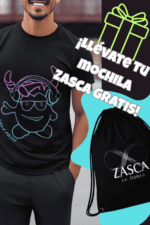 Camiseta negra ZASCA MOLÓN para hombre con diseño original y promoción mochila ZASCA gratis