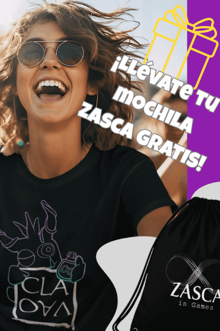 Camiseta negra de mujer CLAVAO de Zasca in Games 100% algodón con diseño original de juego de mesa