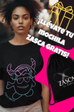 Camiseta negra ZASCA MOLÓN para mujer con diseño original y promoción mochila ZASCA gratis