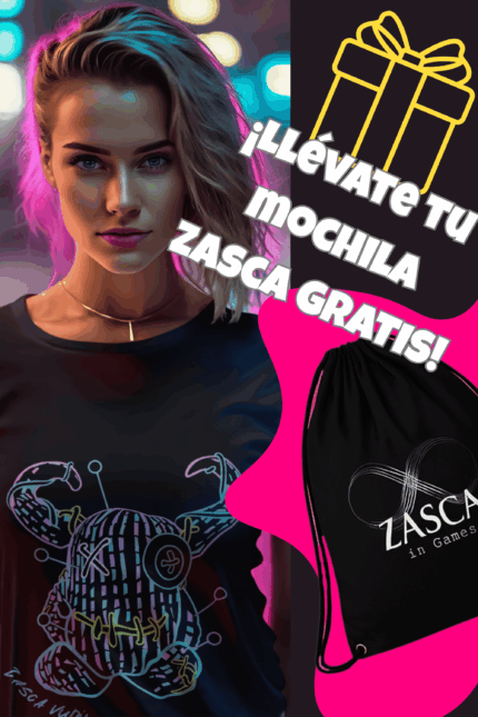 Camiseta negra mujer ZASCA VUDÚ de algodón con diseño original Zasca in Games