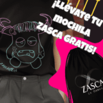 Camiseta negra mujer ZASCASTEIN con diseño original y promoción de mochila ZASCA gratis incluida
