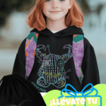 Niña con sudadera negra infantil ZASCA VUDÚ y mochila Zasca de regalo
