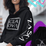 Mujer con sudadera negra unisex CLAVAO de Zasca in Games con promoción mochila gratis