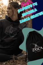 Sudadera negra unisex ZASCA FRITO con diseño original y mochila Zasca de regalo